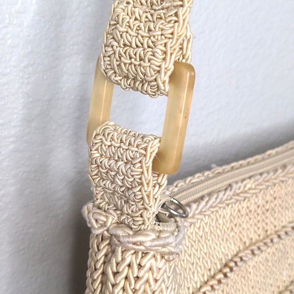 Vintage Liz Claiborne Woven Crochet Crossbody Bag Straw Look Boho Festival Style - Picture 6 of 11